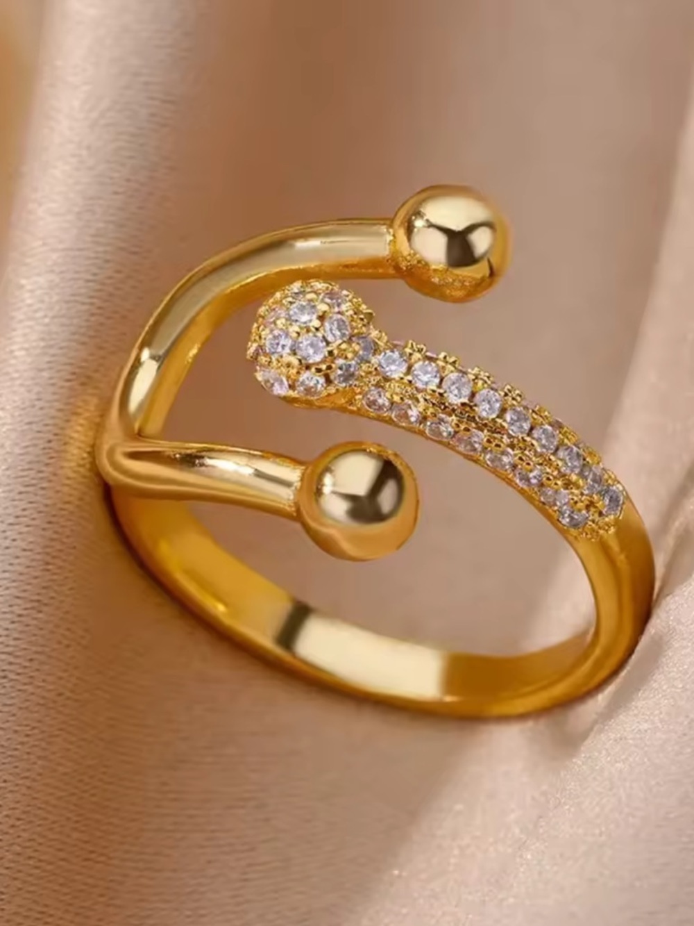 Horseshoe Gold Crystal-Accented Open Ring - Picture 3 of 6